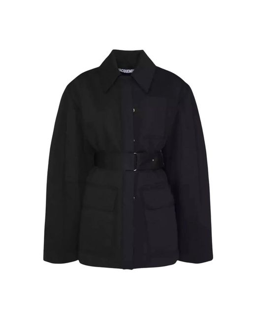 Jacquemus Jassen ,Zwart ,Katoen Zwarte Oversized Jas Le Blouson Bari in het Black