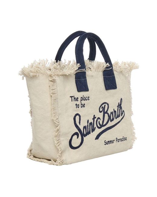 Mc2 Saint Barth Blue Tasche Mit Fransenkante Und Reißverschluss