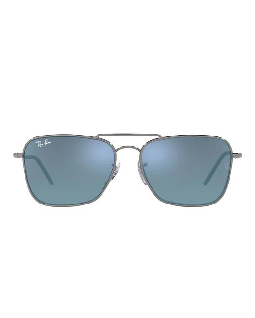Innovativi occhiali da sole reverse con montatura caravan e lenti blu specchiate di Ray-Ban in Blue