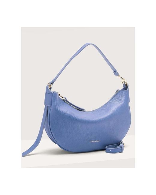 Coccinelle Blue Wandelbare Leder-Schultertasche Mit Reißverschluss