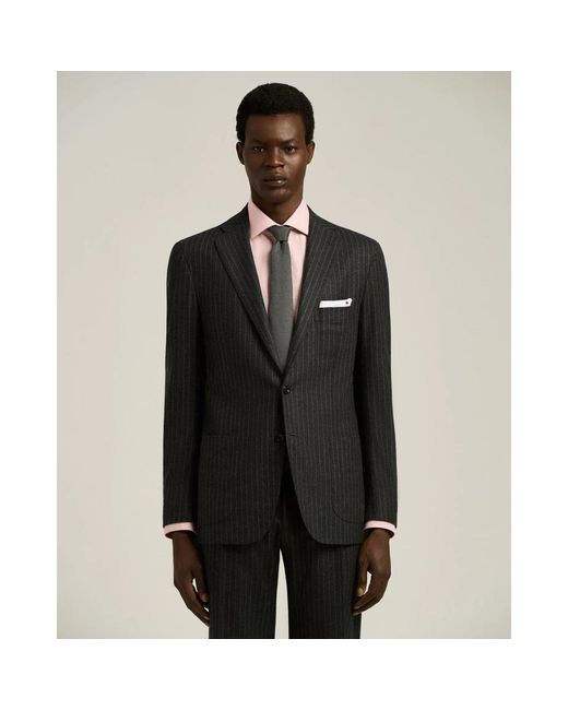 Kiton Kostuums ,Zwart ,Wol Pinstripe Wol Kasjmier Pak in het Black voor heren