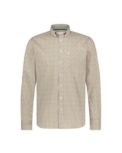 State Of Art Gele Geometrische Print Casual Overhemden in het Natural voor heren