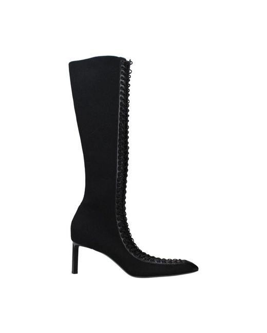 Givenchy Black Schwarze Stoff Spitze Zehen Reißverschluss Stiefel