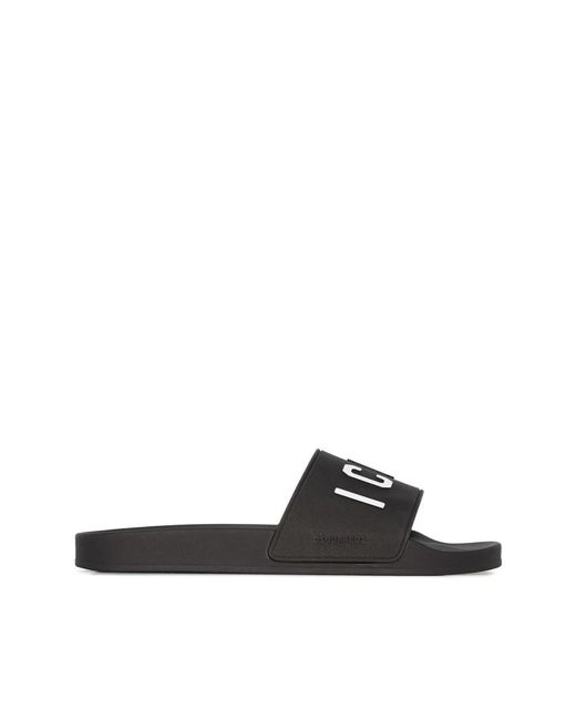 DSquared² Icon gummi slides mit kontrastierendem erhöhtem in Black für Herren