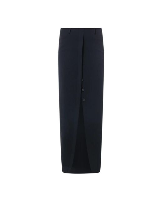 Falda negra de cintura alta con cierre de cremallera y abertura de botones Dries Van Noten de color Blue