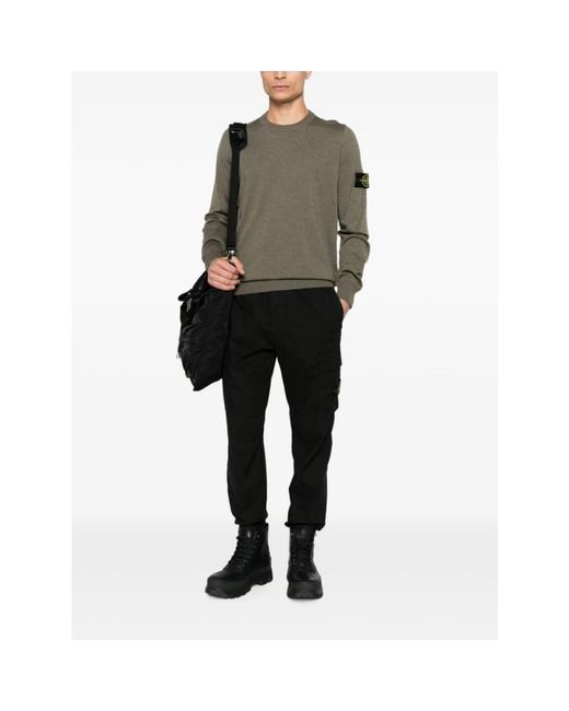 Stone Island Green Round-Neck Knitwear for men