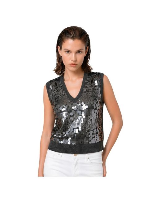 Kocca Black Sleeveless Tops