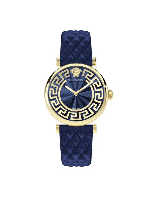 Versace Lady Leather Strap Watch in het Blue