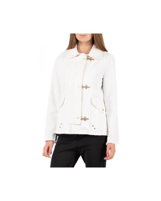 Fay Jassen ,Wit ,Katoen Stijlvol Blouson Jasje in het White