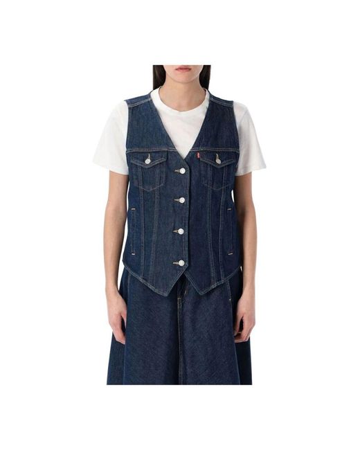 Levi's Blue Denimweste Knopfleiste V-Ausschnitt
