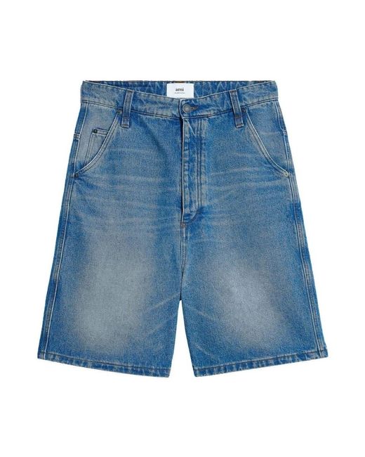 AMI Blue Denim Shorts for men