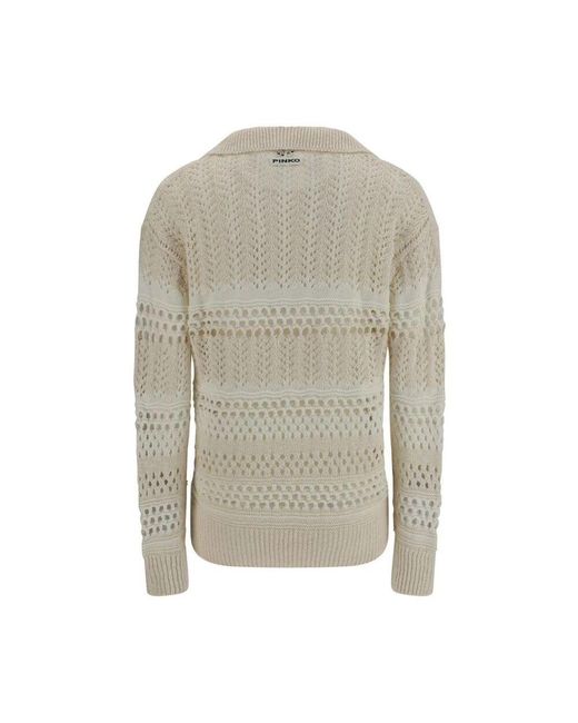 Pinko Gray Perforierter v-ausschnitt pullover mit geripptem saum