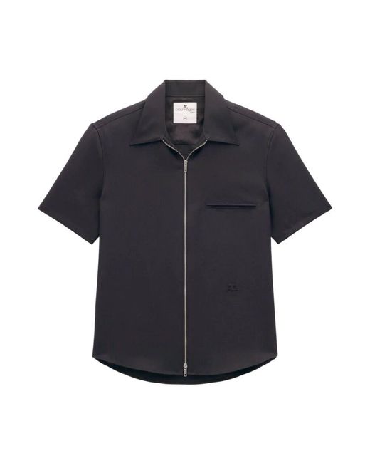 Courreges Kurzarmhemd mit reißverschluss und logo in Black für Herren