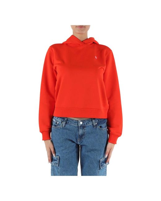 Calvin Klein Red Kapuzen-sweatshirt aus baumwolle mit logo-patch
