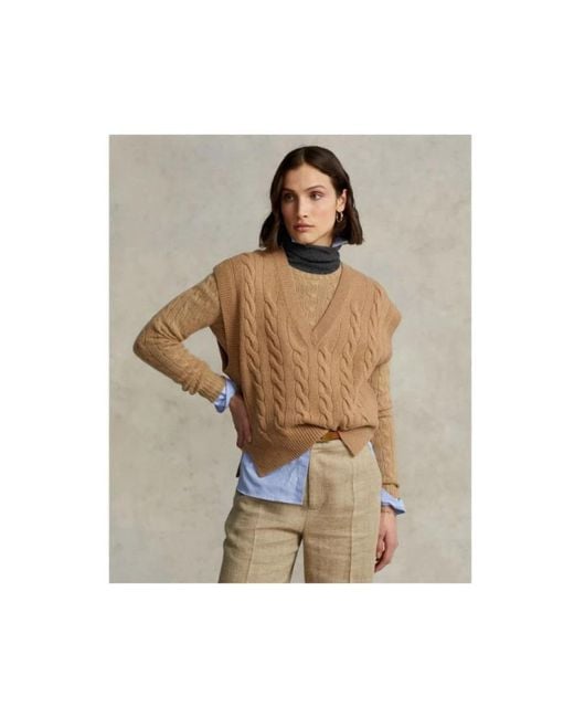 V-Neck Knitwear Polo Ralph Lauren en coloris Natural