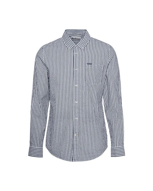 Barbour Blau Gestreiftes Langarmhemd in Blue für Herren