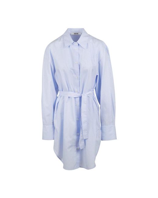 Grifoni Kleedjes ,Blauw ,Katoen Popeline Blouse Met Strass in het Blue