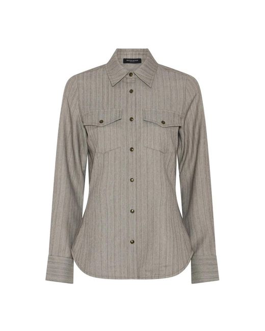 Bruuns Bazaar Overhemden ,Bruin ,Leer Boxelder Bbfuju Shirt in het Gray