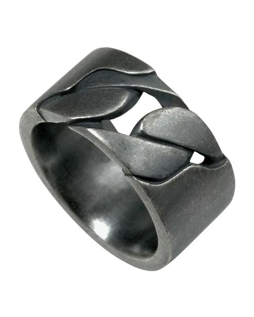 Caï Geoxideerde Zilveren Ring in het Metallic voor heren