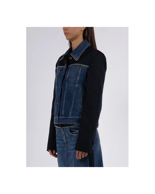 Stella McCartney Blue Denimjacke Mit Spitzem Kragen
