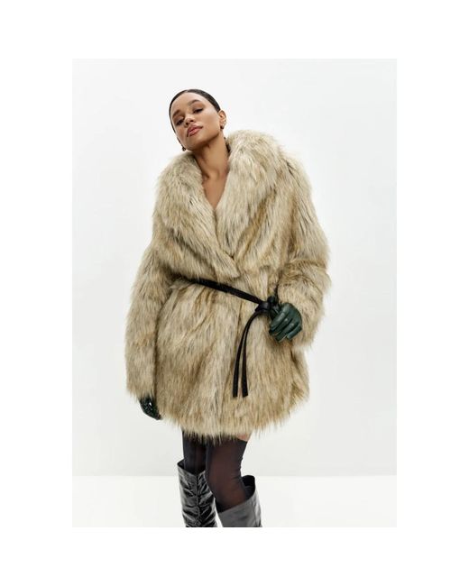 CESARE GASPARI Natural Faux Fur Shearling Jackets