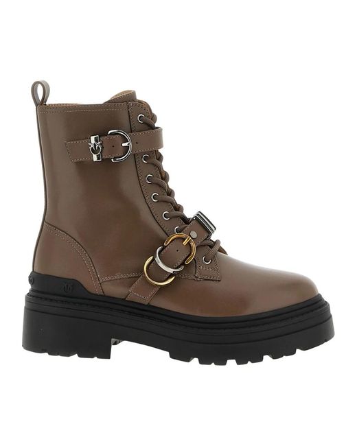 Pinko Brown Lace-Up Boots