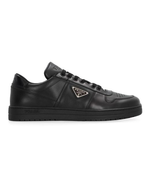 Prada Leren Lage Sneakers in het Black voor heren