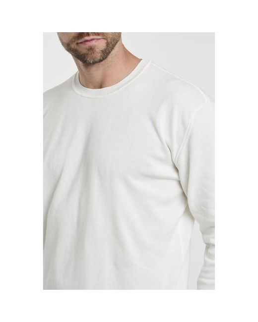 C P Company Weißer rundhalsausschnitt-pullover mit rippabschluss in White für Herren