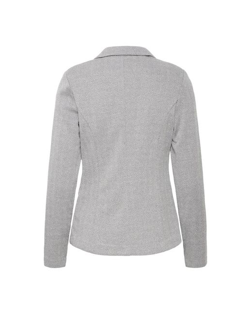 Ichi Jassen ,Grijs ,Leer Jacquard Blazer Jas Sharkskin Herringbone in het Gray