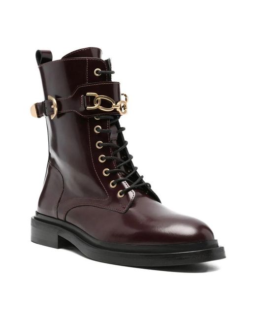 ADRIANNA FERETTI Brown Lace-Up Boots