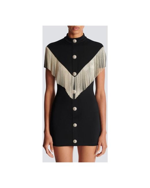 Balmain Black Minikleid Mit Stehkragen