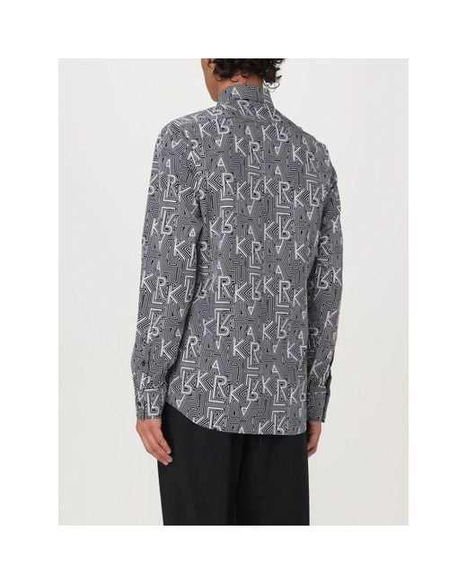 Karl Lagerfeld Regular Fit Monogramm-Print Hemd in Gray für Herren