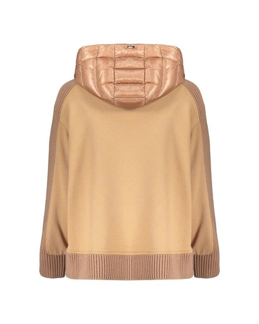 Herno Hoodies & Sweatvesten ,Bruin ,Katoen Gebreide Rits Hooded Dons Vest in het Natural