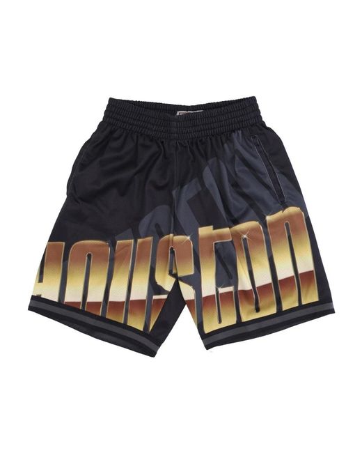 Mitchell & Ness Korte Broeken ,Veelkleurig ,Polyester Nba Big Face Basketbalshorts in het Blue voor heren