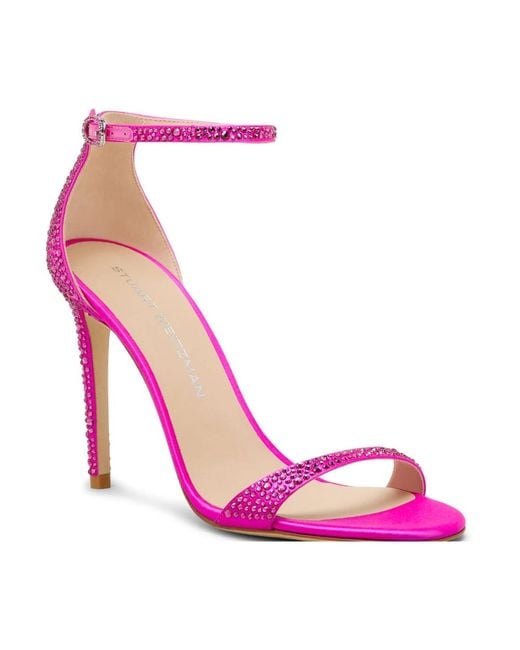Stuart Weitzman Nudist Shine 100 Sandal in het Pink