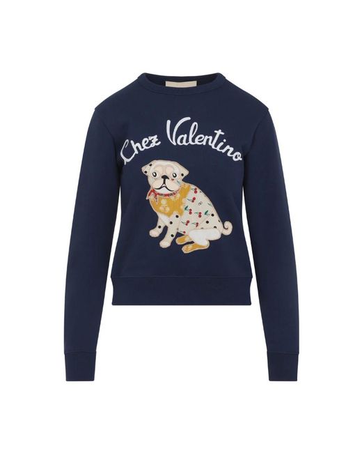 Valentino Hoodies & Sweatvesten ,Blauw ,Katoen Blauwe Katoenen Sweatshirt Stijlvol Casual Uitjes in het Blue