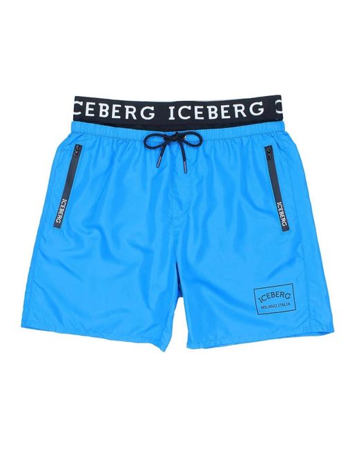 Iceberg Badmode ,Blauw ,Polyester Merkelastisch Kostuum in het Blue voor heren