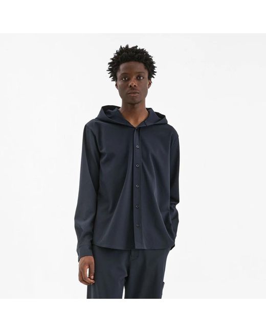 flâneur Hoodies & Sweatvesten ,Blauw ,Leer Hoodie in het Blue voor heren