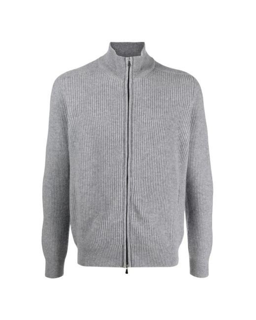 Barba Napoli Luxuriöser cashmere cardigan mit durchgehendem reißverschluss,luxuriöser cashmere half-zip strickpullover in Gray für Herren