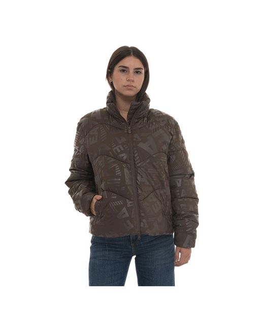 EA7 Brown Nylon Steppjacke Mit Monogramm
