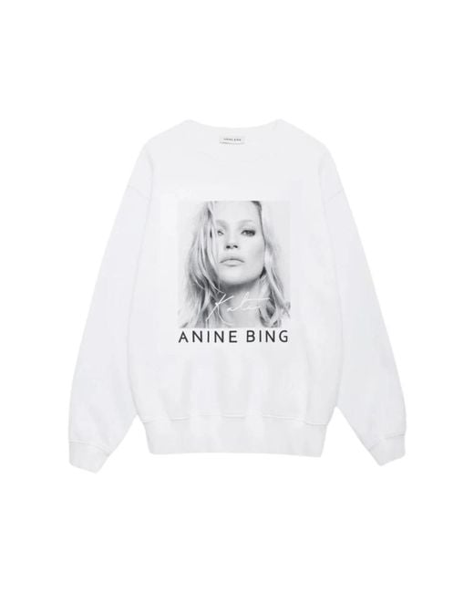 Anine Bing White Ramona kate moss sweatshirt rundhals
