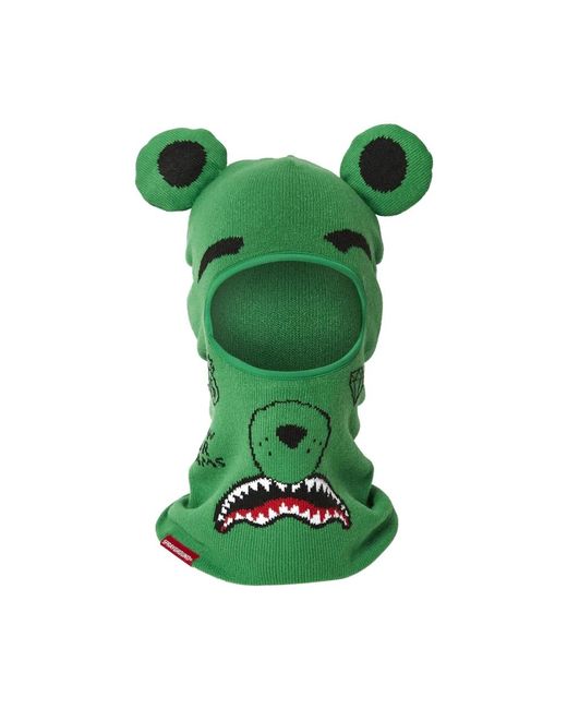 Sprayground Accessoires ,Groen ,Groene Beer Ski Masker Gebreid Haai Borduurwerk in het Green voor heren
