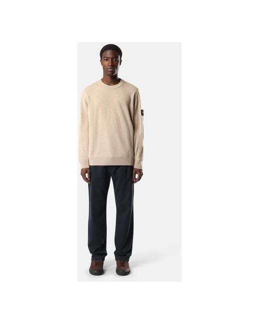 Stone Island Natural Round-Neck Knitwear for men