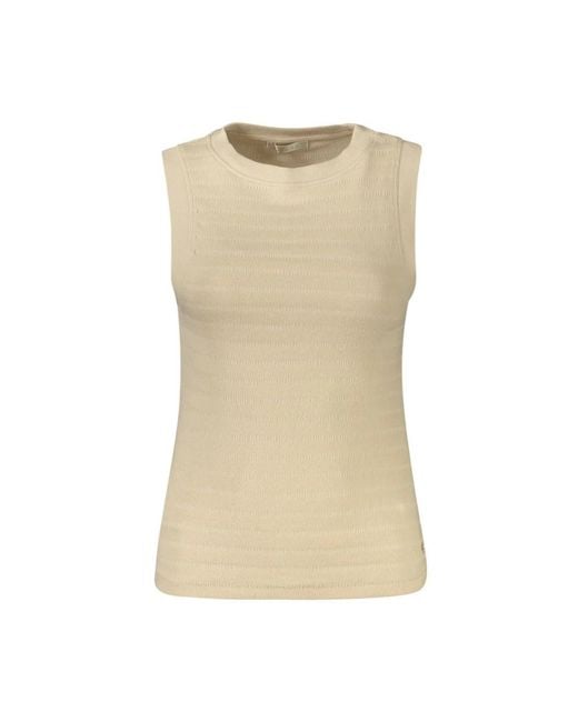 Guess Natural Beiges Baumwoll Tank Top Mit Breiten Trägern