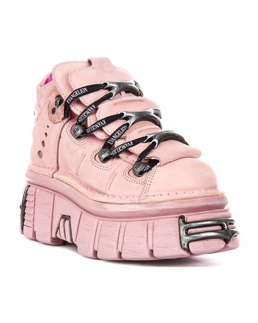 New Rock Pink Lace-Up Boots