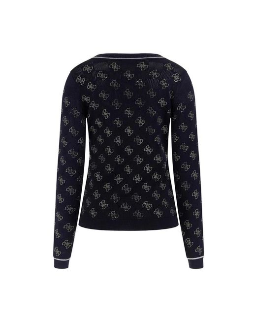 V-Neck Knitwear Guess en coloris Blue