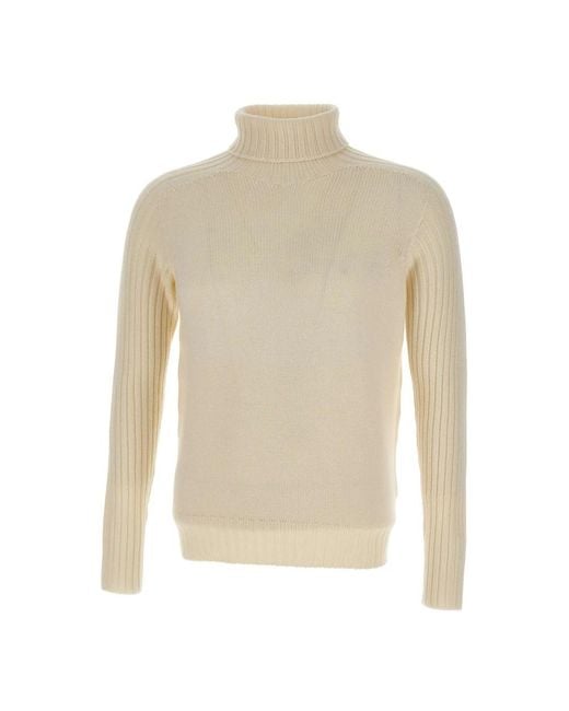 Gran Sasso Truien & Vesten ,Wit ,Wol Rain Wool Turtleneck Sweater in het Natural voor heren