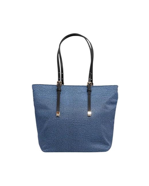 Borbonese Blue Mittelgroße Einkaufstasche