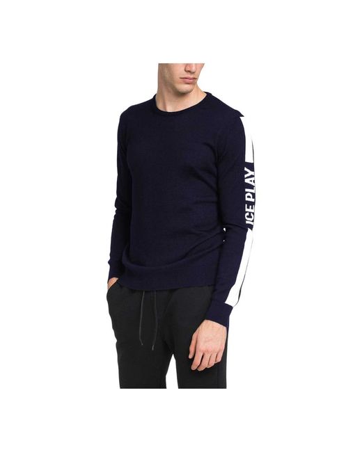 Ice Play Blauer Strickpullover in Blue für Herren