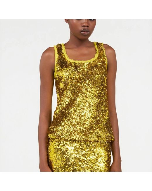 Roberto Cavalli Yellow Sleeveless Tops